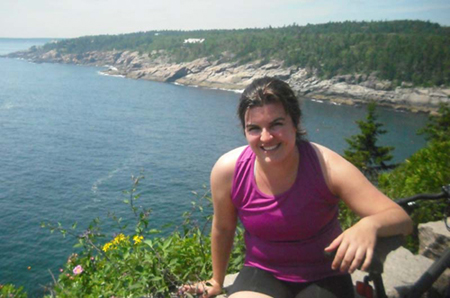 Me sweaty on the Park Loop Road in Acadia National Park.