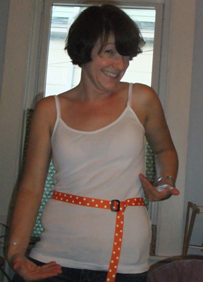 Jen, the crafting convert. She says she may actually wear this.