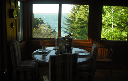 Frenchman's Bay off the enclosed porch at the Inn at Bay Ledge. Yeah, I know, pretty fantastic, huh?