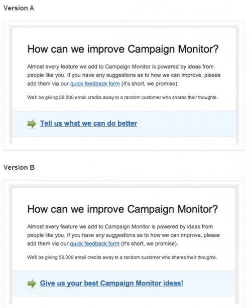 There's not much difference in this email campaign except the words used in the link. Guess which one did better?