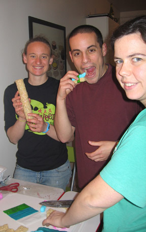 Kiri, Keith, and Sarah enjoying a little merge of American and Japanese traditions. Yum.