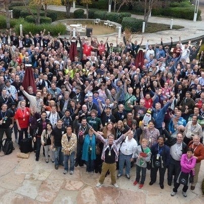 jwc-group Around 300 people attended the conference. I'm near one of the umbrellas if you can pick me out!