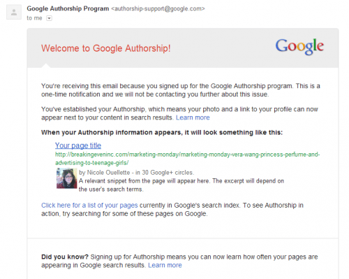 Google emailed me, I'm famous!