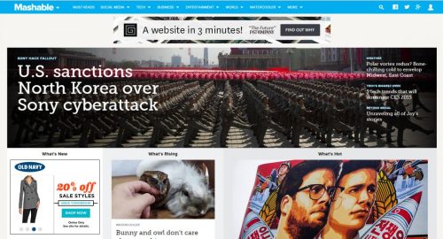 My Mashable experience includes a 'website in 3 minutes' post (I've been doing research on a blog post about these 'automatic' website builders) and one for Old Navy (I've been looking for some staple clothing items to fill in gaps in my closet). 