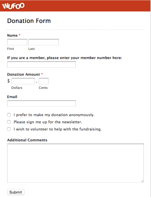 An example of a simple donation form a la WuForm.
